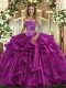 Shining Sleeveless Lace Up Floor Length Beading and Ruffles Sweet 16 Quinceanera Dress