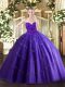 New Style Purple Sleeveless Tulle Lace Up 15th Birthday Dress for Military Ball and Sweet 16 and Quinceanera