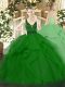Fashionable Dark Green Straps Neckline Beading and Ruffles 15 Quinceanera Dress Sleeveless Zipper