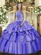 Glorious Beading and Ruffled Layers Quinceanera Gowns Lavender Lace Up Sleeveless Floor Length
