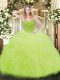 Yellow Green Organza Lace Up Sweetheart Sleeveless Floor Length Vestidos de Quinceanera Ruffles