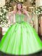 Beading and Appliques 15th Birthday Dress Lace Up Sleeveless Floor Length