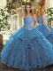 Luxurious Tulle Sleeveless Floor Length Sweet 16 Dresses and Beading and Ruffles