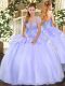 Stunning Floor Length Ball Gowns Sleeveless Lavender 15 Quinceanera Dress Lace Up