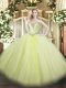 Extravagant Yellow Green Sleeveless Beading Floor Length Quinceanera Gowns