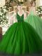 Captivating Ball Gowns 15th Birthday Dress Green Straps Tulle Sleeveless Floor Length Zipper