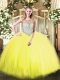 Floor Length Ball Gowns Sleeveless Yellow Green Vestidos de Quinceanera Zipper