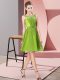 Most Popular Empire Chiffon Scoop Sleeveless Appliques Knee Length Zipper Damas Dress
