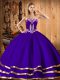 Glamorous Purple Sleeveless Organza Lace Up Quinceanera Dress for Military Ball and Sweet 16 and Quinceanera