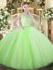 Sophisticated Yellow Green Zipper Sweet 16 Dress Beading Sleeveless Floor Length