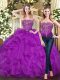 Pretty Sleeveless Lace Up Floor Length Beading and Ruffles Quinceanera Dresses