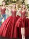 Clearance Sleeveless Lace Up Floor Length Beading Quinceanera Dress