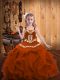 High Quality Rust Red Lace Up Straps Embroidery and Ruffles Child Pageant Dress Organza Sleeveless