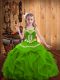 Green Ball Gowns Organza Straps Sleeveless Beading and Embroidery and Ruffles Floor Length Lace Up Little Girls Pageant Gowns  Green Ball Gowns Organza Straps Sleeveless Beading and Embroidery and Ruffles Floor Length Lace Up Little Girls Pageant Gowns