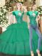 Sweet Beading and Ruffled Layers Sweet 16 Quinceanera Dress Turquoise Lace Up Sleeveless Floor Length