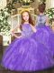 Floor Length Ball Gowns Sleeveless Lavender Little Girls Pageant Dress Zipper