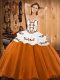 Admirable Floor Length Ball Gowns Sleeveless Orange Red Quinceanera Gowns Lace Up