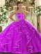 Sweetheart Sleeveless Lace Up Sweet 16 Dresses Fuchsia Organza