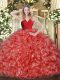Noble Red Sleeveless Organza Zipper Vestidos de Quinceanera for Military Ball and Sweet 16 and Quinceanera