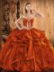 Artistic Rust Red Sleeveless Embroidery Floor Length Sweet 16 Dress