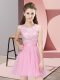 Flare A-line Court Dresses for Sweet 16 Pink Scoop Tulle Sleeveless Mini Length Side Zipper