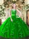 Cheap Green Scoop Side Zipper Beading and Ruffles Quinceanera Dress Sleeveless