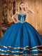 Glittering Embroidery Ball Gown Prom Dress Blue Lace Up Sleeveless Floor Length