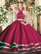 Latest Fuchsia Sleeveless Beading Floor Length Sweet 16 Dresses