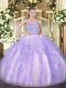 Custom Fit Floor Length Ball Gowns Sleeveless Lavender Quinceanera Dress Zipper