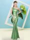 Green Sleeveless Sequins Floor Length Prom Party Dress