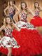 Tulle Sleeveless Floor Length 15 Quinceanera Dress and Embroidery and Ruffles
