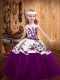 Latest Tulle Straps Sleeveless Lace Up Embroidery Kids Formal Wear in Eggplant Purple
