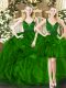 Best Selling Ball Gowns Sweet 16 Dresses Dark Green Straps Tulle Sleeveless Floor Length Lace Up