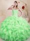 Sleeveless Beading and Ruffles Lace Up Quince Ball Gowns