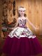 Dazzling Fuchsia Tulle Lace Up Straps Sleeveless Floor Length Pageant Dress Womens Embroidery