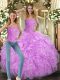 Sleeveless Lace Up Floor Length Beading and Ruffles Sweet 16 Quinceanera Dress