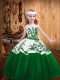 Perfect Dark Green Lace Up Little Girl Pageant Dress Embroidery Sleeveless Floor Length