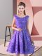 Dramatic Scoop Sleeveless Lace Up Prom Party Dress Lavender Lace