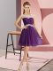 Purple Empire Chiffon Scoop Cap Sleeves Beading Mini Length Lace Up