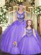 Dazzling Ball Gowns 15 Quinceanera Dress Eggplant Purple Scoop Tulle Sleeveless Floor Length Lace Up