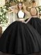Black Sweet 16 Dress Military Ball and Sweet 16 and Quinceanera with Beading Halter Top Sleeveless Backless