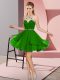Exceptional Sleeveless Mini Length Beading Zipper Homecoming Dress with Green