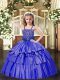 Straps Sleeveless Lace Up Pageant Gowns Blue Organza