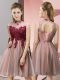 Fashion Peach Empire Appliques Damas Dress Lace Up Tulle Sleeveless Knee Length