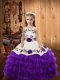 Modern Straps Sleeveless Lace Up Little Girl Pageant Gowns Eggplant Purple Organza