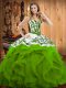 Amazing Lace Up Sweetheart Embroidery and Ruffles Quinceanera Gowns Satin and Organza Sleeveless