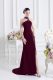Lace Up Dress for Prom Burgundy for Prom and Party with Beading Sweep Train