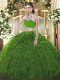 Wonderful Two Pieces Quinceanera Gowns Dark Green High-neck Tulle Sleeveless Floor Length Backless