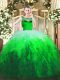 Fantastic Multi-color Tulle Zipper Scoop Sleeveless Floor Length 15th Birthday Dress Beading and Ruffles