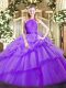 Sleeveless Lace and Ruffled Layers Zipper Sweet 16 Quinceanera Dress
